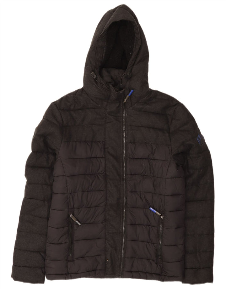 Giacca imbottita con cappuccio da uomo Superdry UK 38 Nylon grigio medio