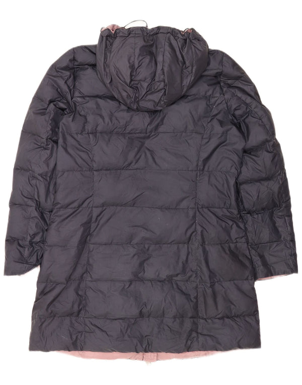 Cappotto imbottito con cappuccio da donna di Dack UK 16 grande poliestere blu navy