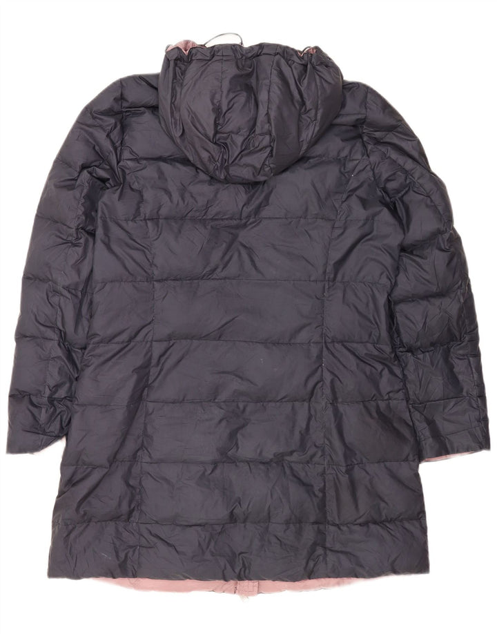 Cappotto imbottito con cappuccio da donna di Dack UK 16 grande poliestere blu navy