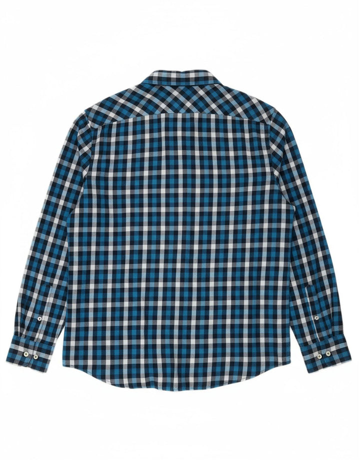PENGUIN Mens Classic Fit Flannel Shirt XL Blue Check Cotton