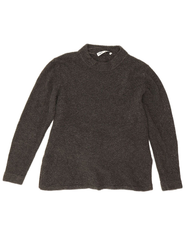 Maglione maglione girocollo da donna Zara UK 14 Grigio medio