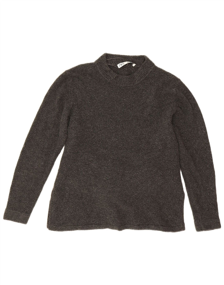 Maglione maglione girocollo da donna Zara UK 14 Grigio medio
