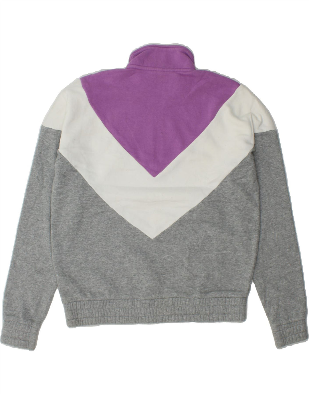 FILA Womens Oversized Sweatshirt Jumper UK 10 Small Grey Colourblock Vintage Fila and Second-Hand Fila from Messina Hembry 