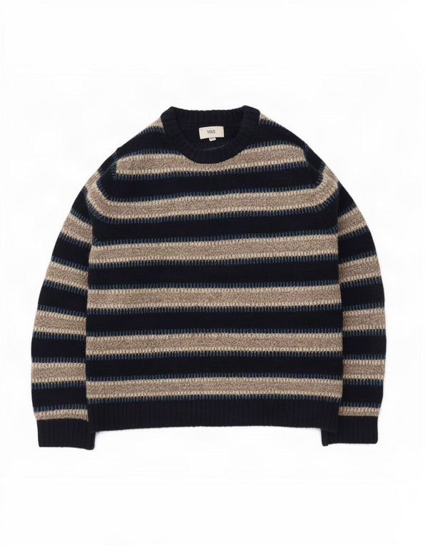 Maglione maglione girocollo da uomo Marks & Spencer 2XL acrilico a righe blu navy