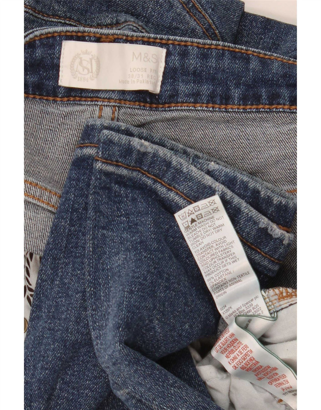 Jeans larghi da uomo Marks & Spencer W38 L31 cotone blu navy