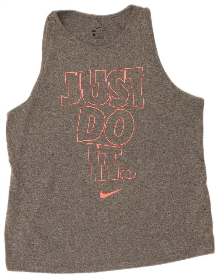 Canotta grafica Nike Dri Fit da donna UK 16 grande poliestere grigio
