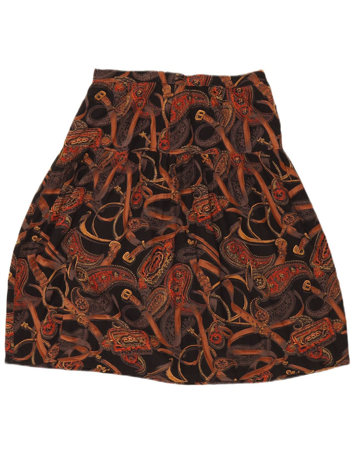 Gonna a trapezio da donna VINTAGE W30 media nera con motivo cachemire