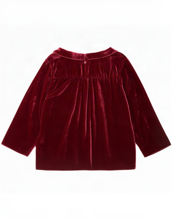 White Stuff Camicetta da donna in velluto con maniche a 3/4 UK 18 XL Viscosa bordeaux