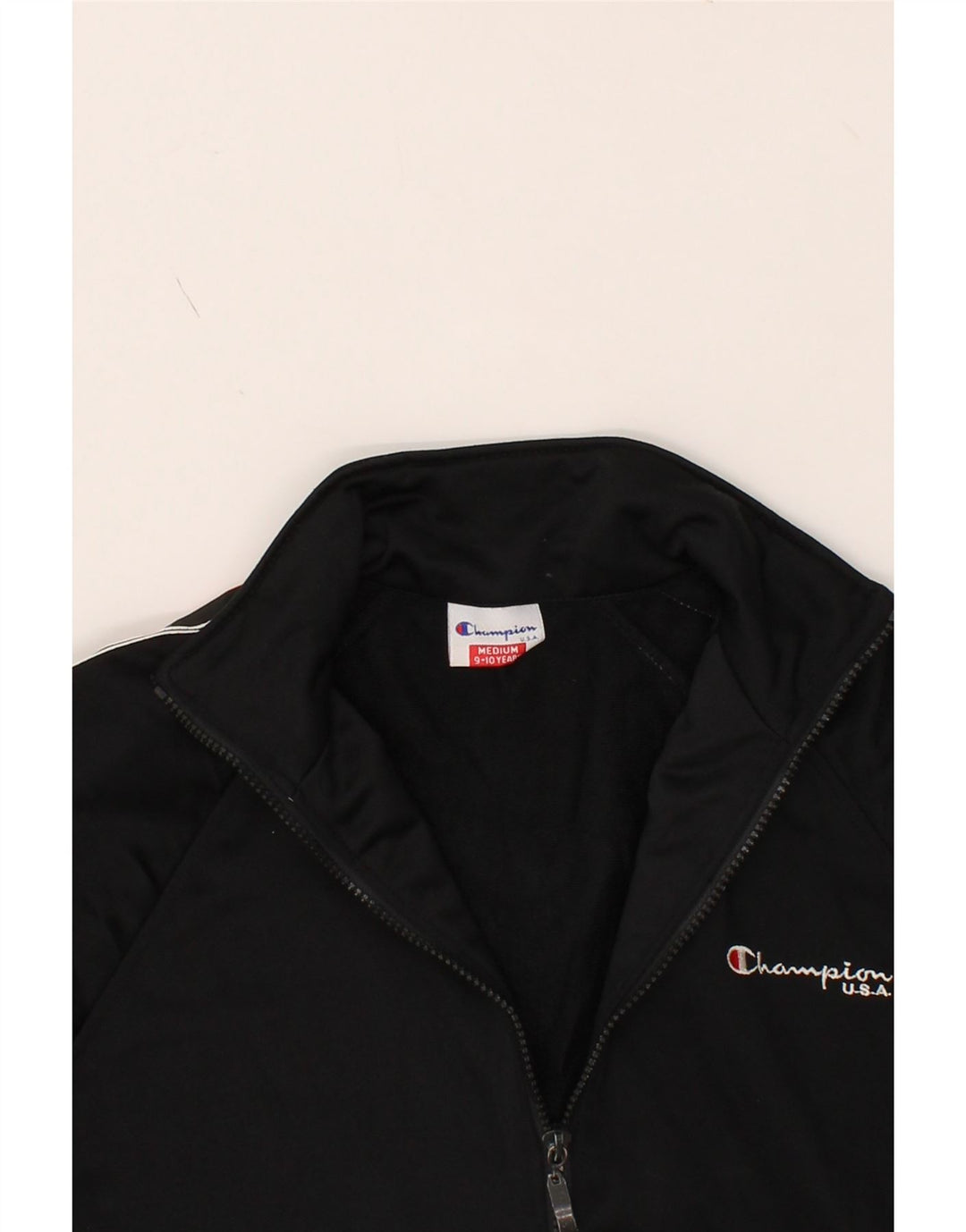 CHAMPION Boys Graphic Tracksuit Top Jacket 9-10 Years Medium  Black Vintage Champion and Second-Hand Champion from Messina Hembry 