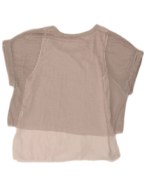 Top in camicetta da donna Zara UK 14 Poliestere grigio medio