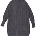 Maglione cardigan aperto lungo da donna Marks & Spencer UK 10 piccolo grigio