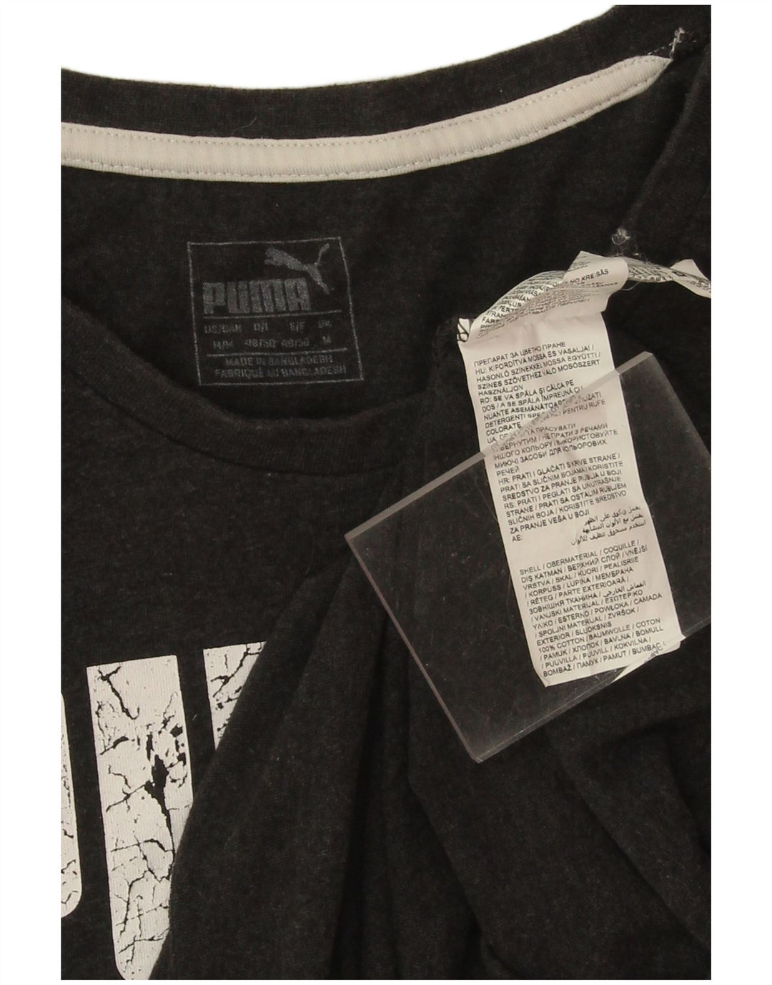 T-shirt grafica da uomo Puma Top in cotone grigio medio