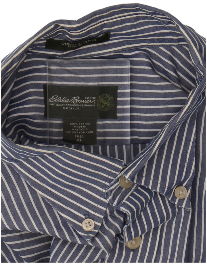 EDDIE BAUER Camicia alta da uomo XL Cotone gessato blu