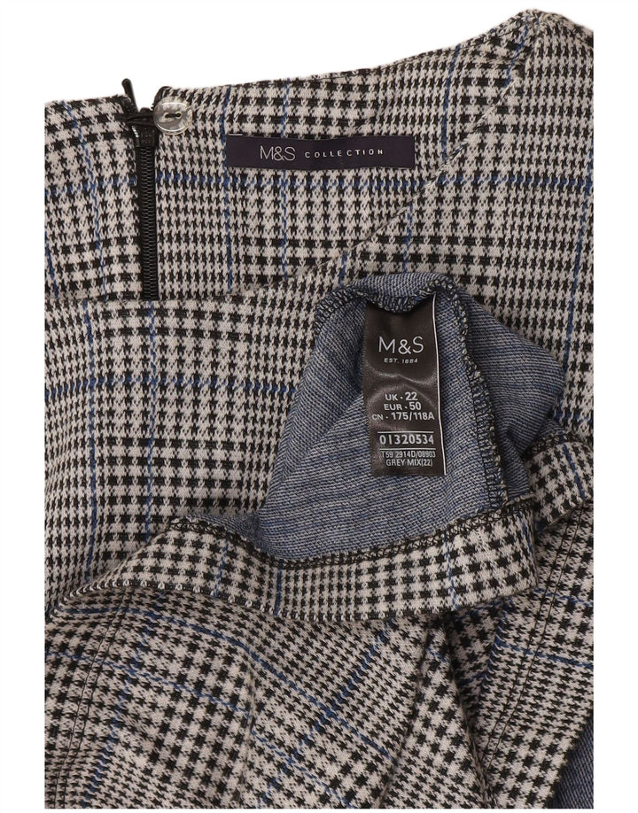 Abito a trapezio con maniche a 3/4 da donna Marks & Spencer UK 22 3XL grigio a quadri