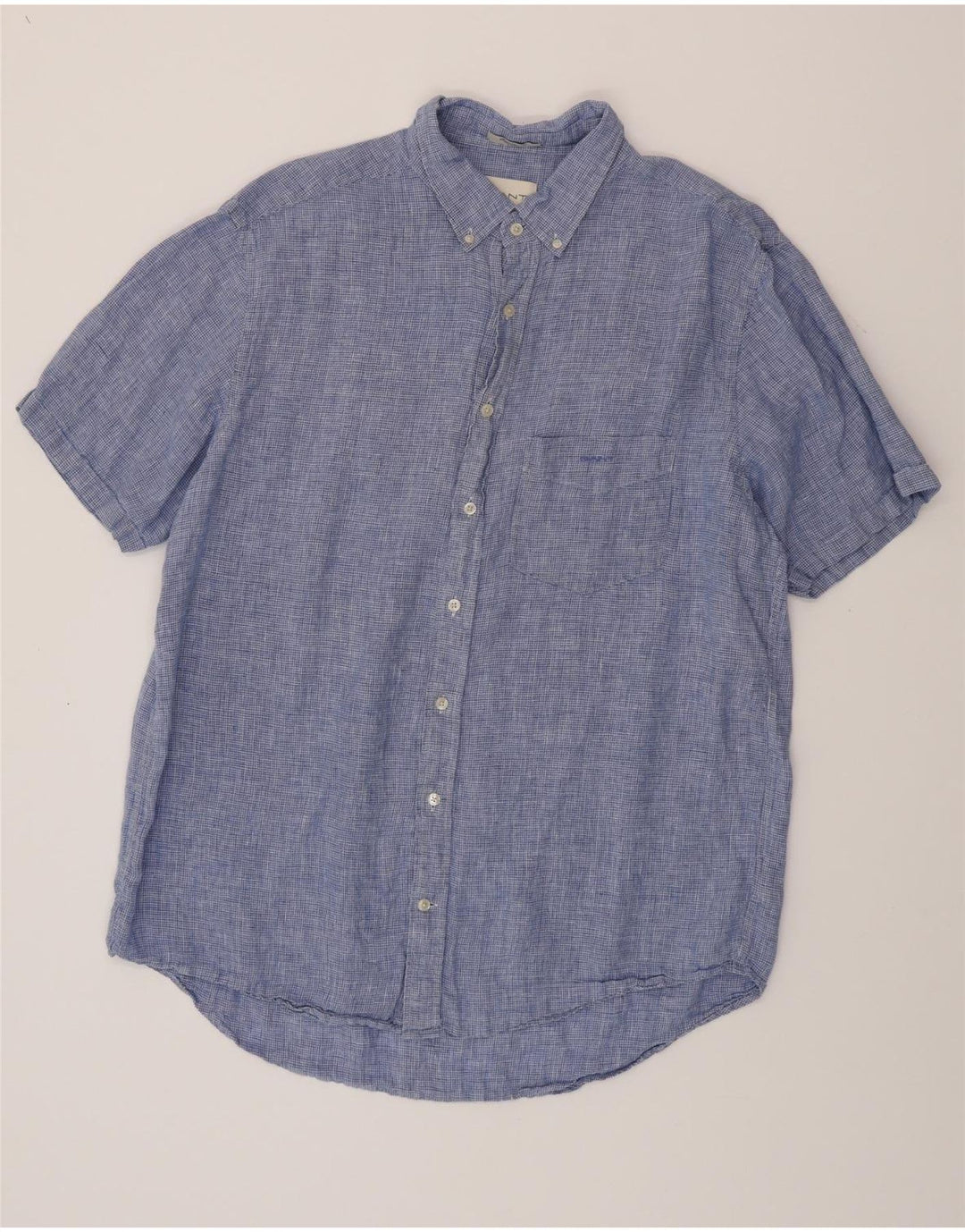 GANT Camicia a maniche corte vestibilità regolare da uomo Taglia 45/46 2XL Pied de poule blu