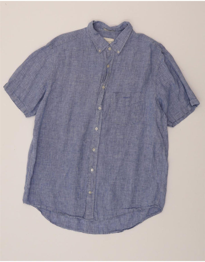 GANT Camicia a maniche corte vestibilità regolare da uomo Taglia 45/46 2XL Pied de poule blu