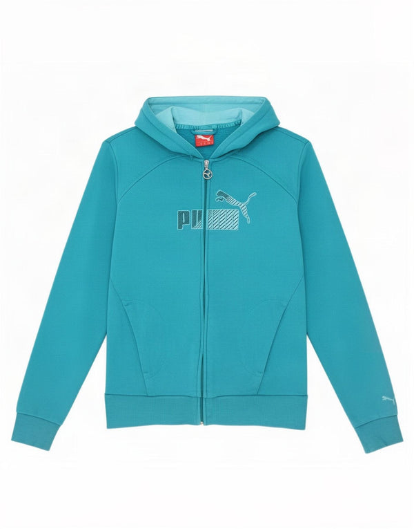 Felpa con cappuccio e zip grafica da donna Puma UK 10 piccola blu