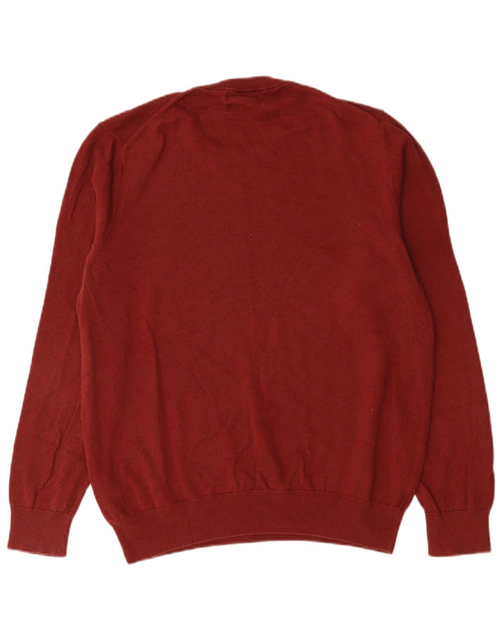 Maglione maglione girocollo da uomo Marks & Spencer grande cotone bordeaux