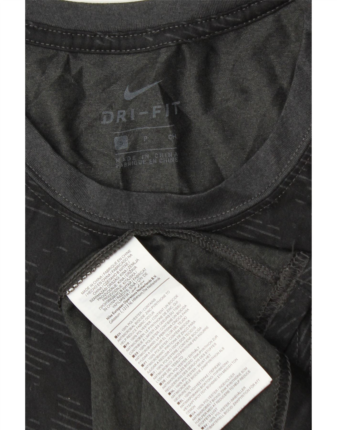 T-shirt Nike Dri Fit da uomo, piccola, in poliestere mimetico nero