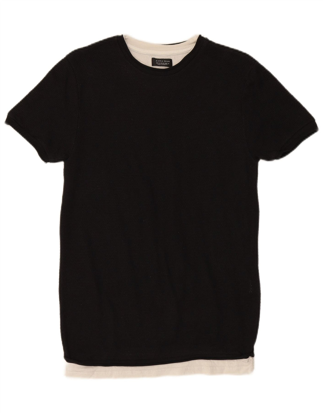 ZARA T-shirt da uomo Top media in cotone nero