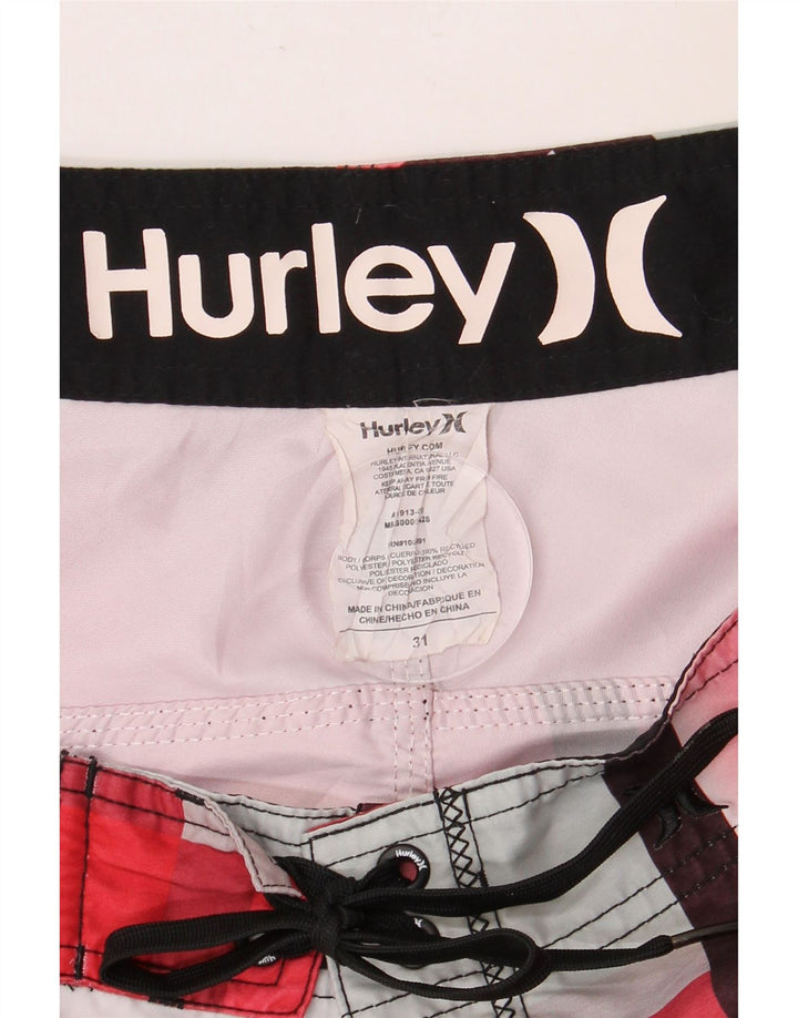 Pantaloncini da bagno da uomo HURLEY Poliestere a quadri rossi medi