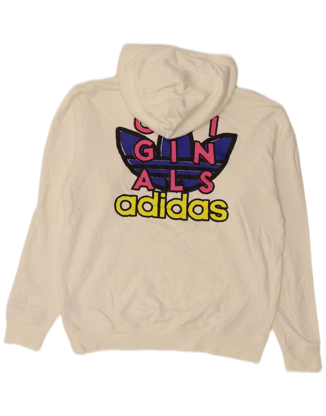 Felpa con cappuccio grafica da uomo Adidas, cotone bianco medio