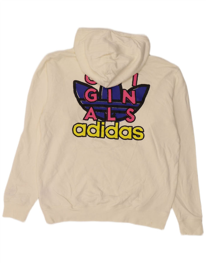 Felpa con cappuccio grafica da uomo Adidas, cotone bianco medio