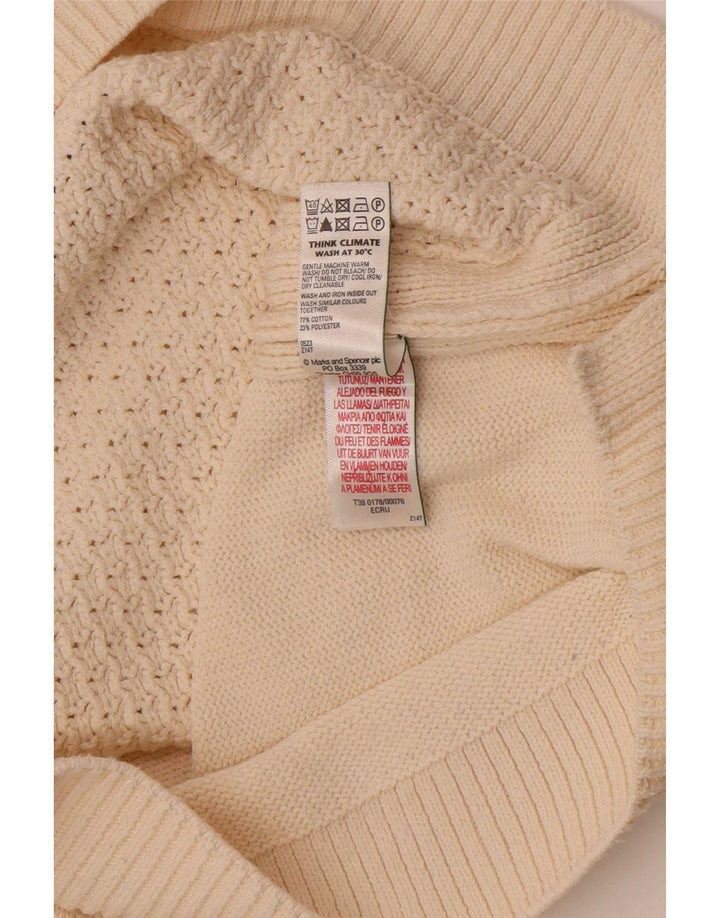 Maglione corto da donna Marks & Spencer con collo a polo UK 14 medio bianco sporco