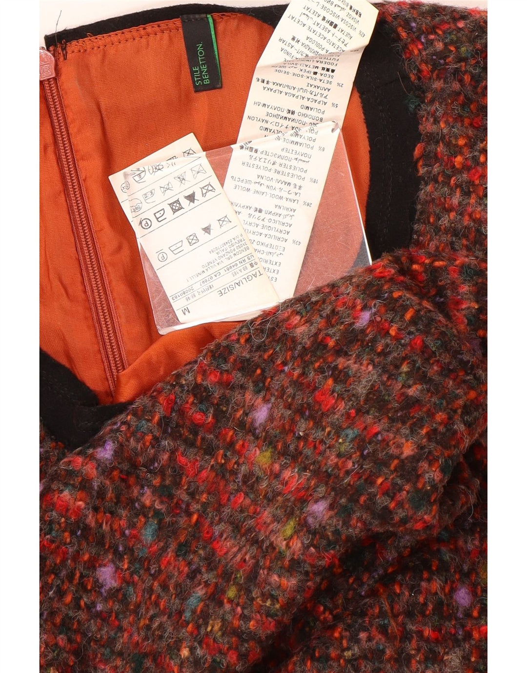 Abito tubino senza maniche da donna Benetton UK 12 medio multicolore chiazzato