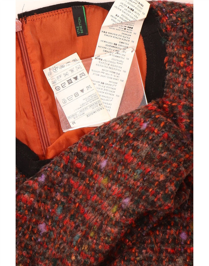 Abito tubino senza maniche da donna Benetton UK 12 medio multicolore chiazzato