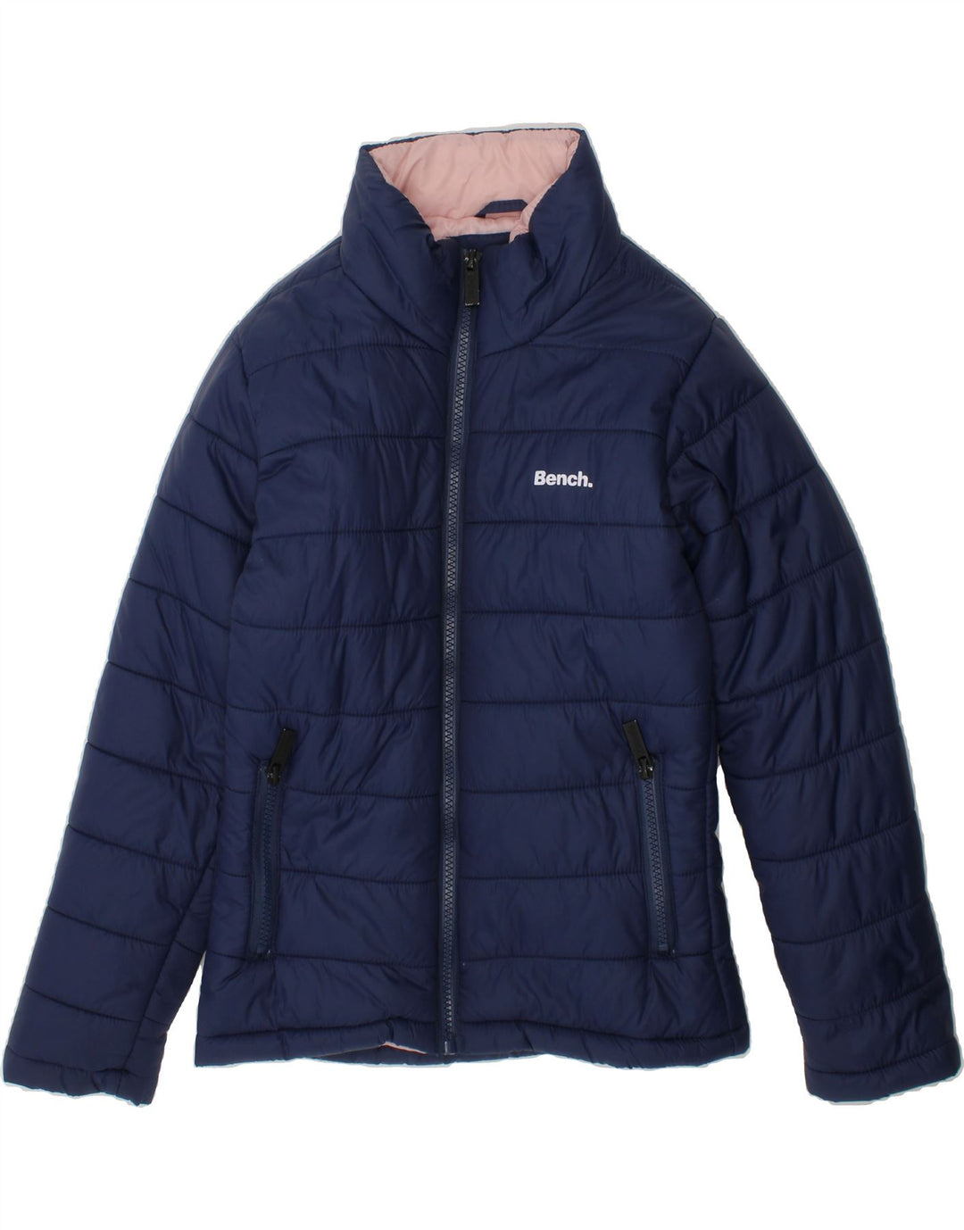 BENCH Girls Graphic Padded Jacket 9-10 Years Navy Blue Nylon Vintage Bench and Second-Hand Bench from Messina Hembry 