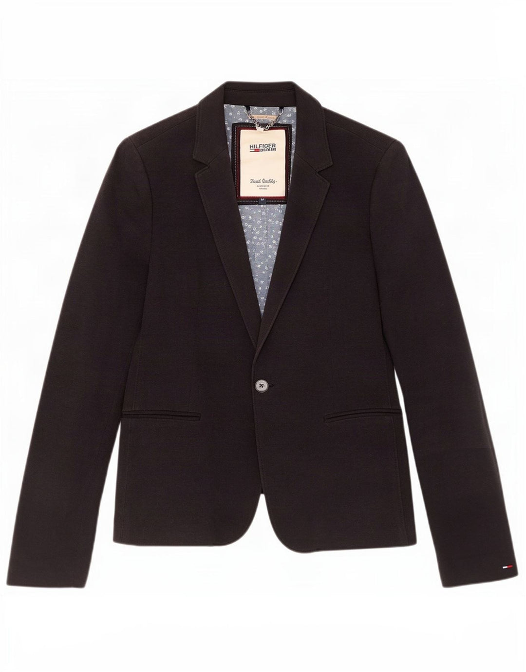 Giacca blazer a 1 bottone da donna Tommy Hilfiger UK 12 cotone blu navy medio