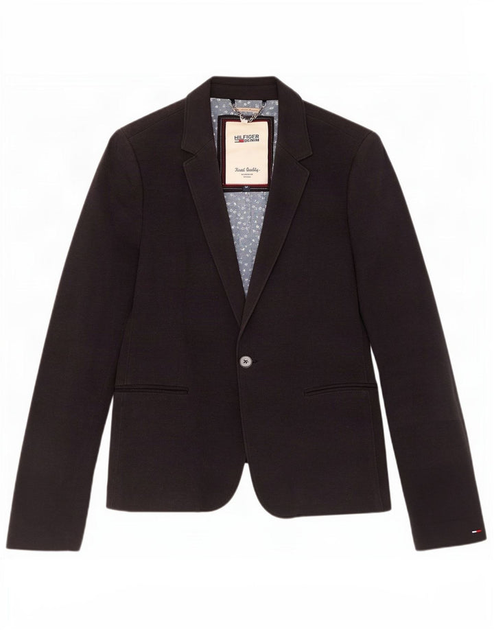 Giacca blazer a 1 bottone da donna Tommy Hilfiger UK 12 cotone blu navy medio