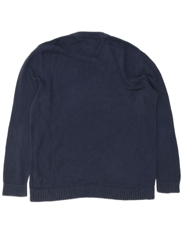 Maglione maglione girocollo da uomo Tommy Hilfiger grande cotone blu navy