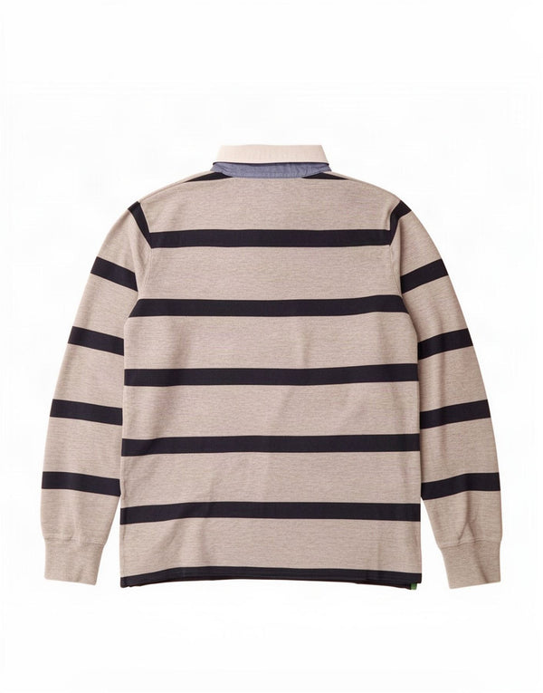 Polo da rugby da uomo con grafica a maniche lunghe Gant in cotone a righe grigio medio