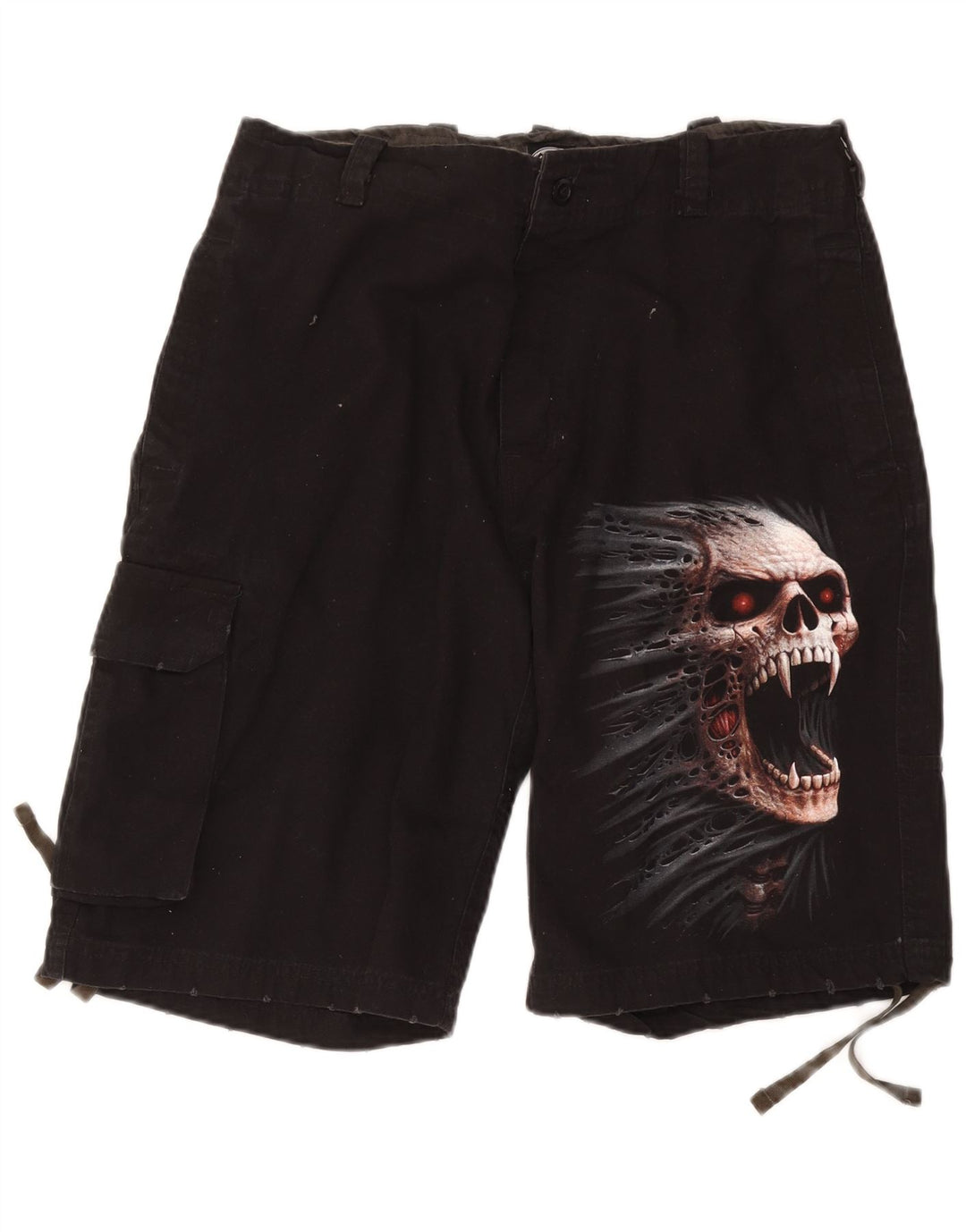 Pantaloncini cargo grafici da uomo a spirale medi W36 cotone nero gotico