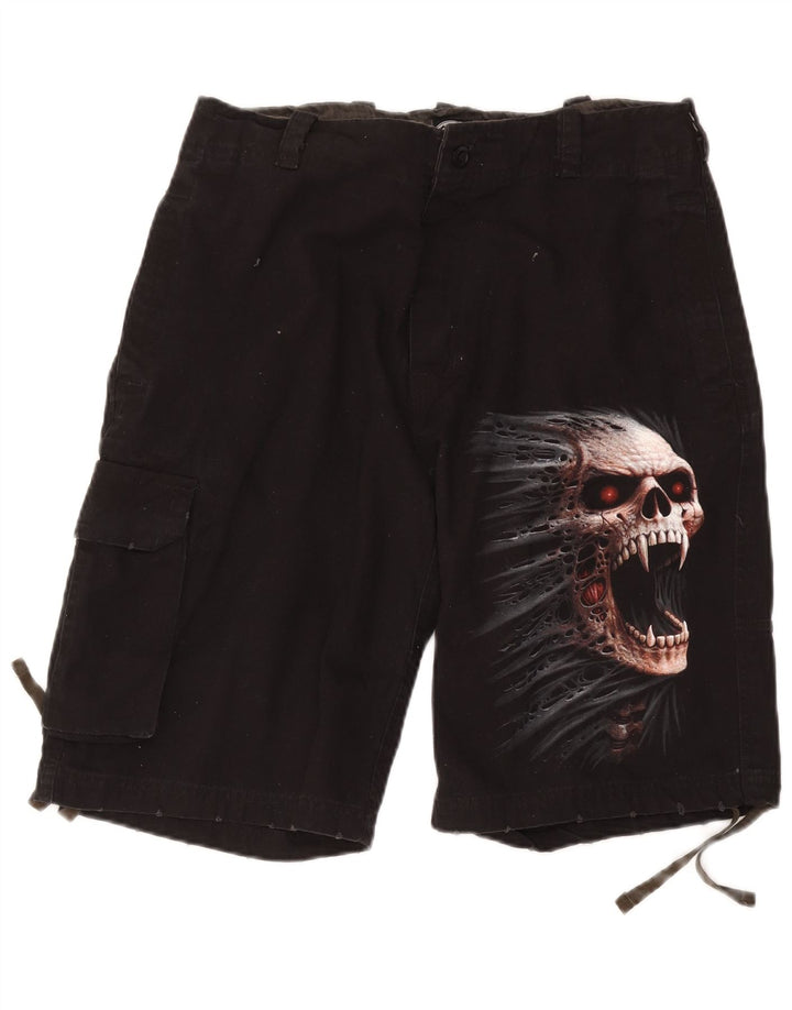 Pantaloncini cargo grafici da uomo a spirale medi W36 cotone nero gotico