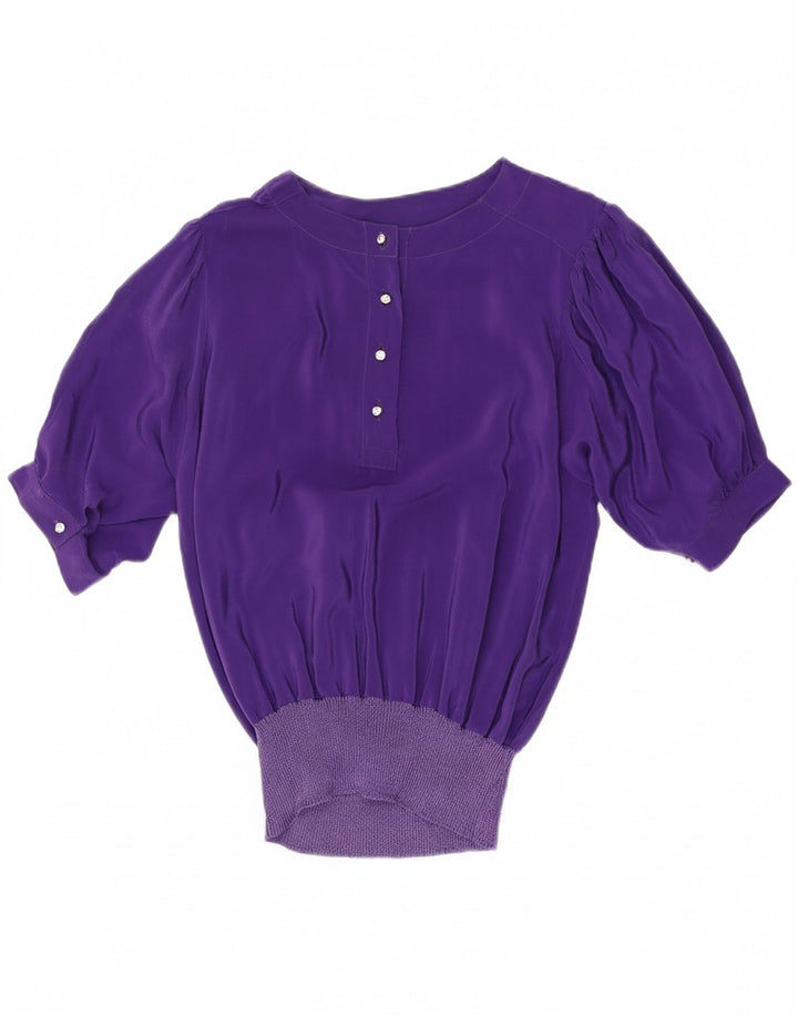VINTAGE Womens 3/4 Sleeve Blouse Top UK 14 Medium Purple