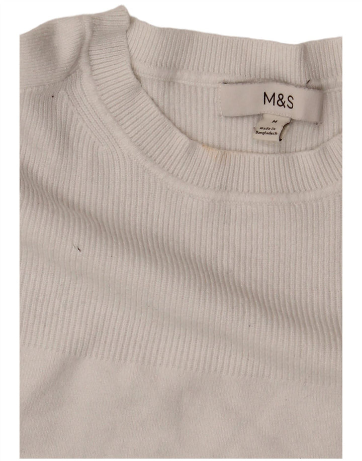 Maglione maglione girocollo da donna Marks & Spencer UK 14 Viscosa bianca media