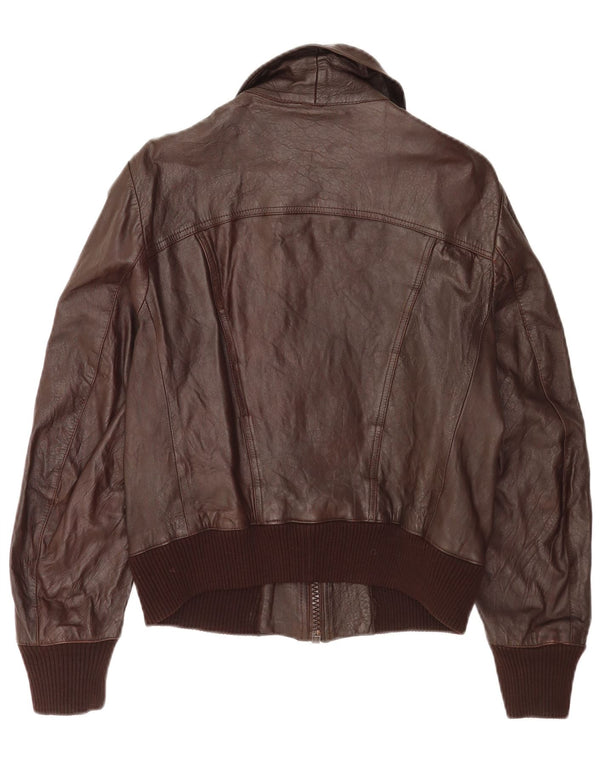 Giacca bomber da donna vintage in pelle IT 48 XL in pelle marrone