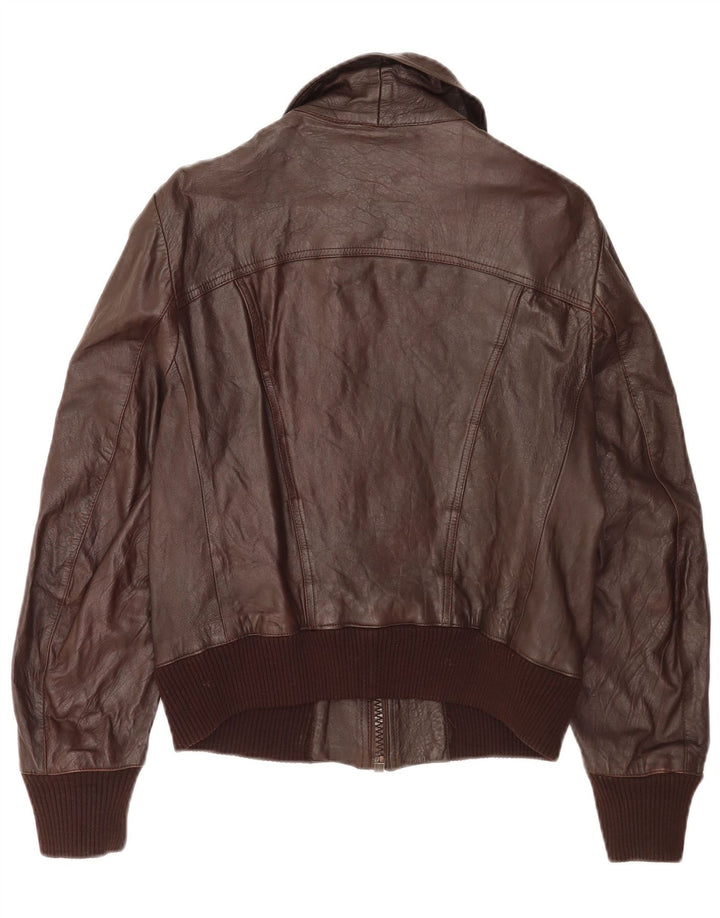 Giacca bomber da donna vintage in pelle IT 48 XL in pelle marrone