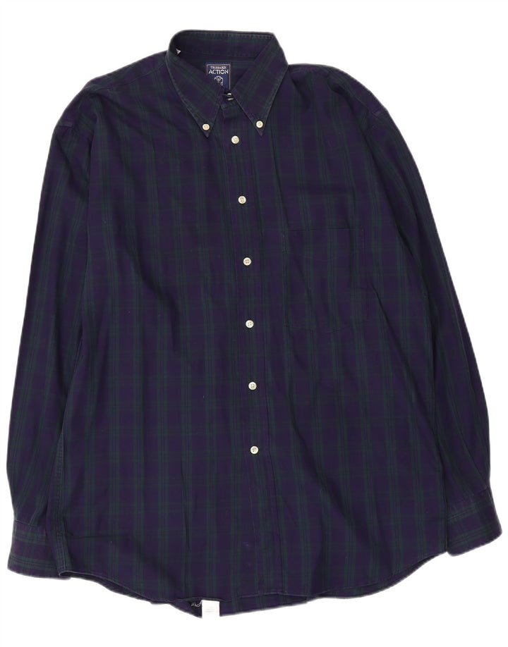 Camicia Trussardi Uomo in Flanella Taglia 41 Grande Cotone a quadri Blu Navy