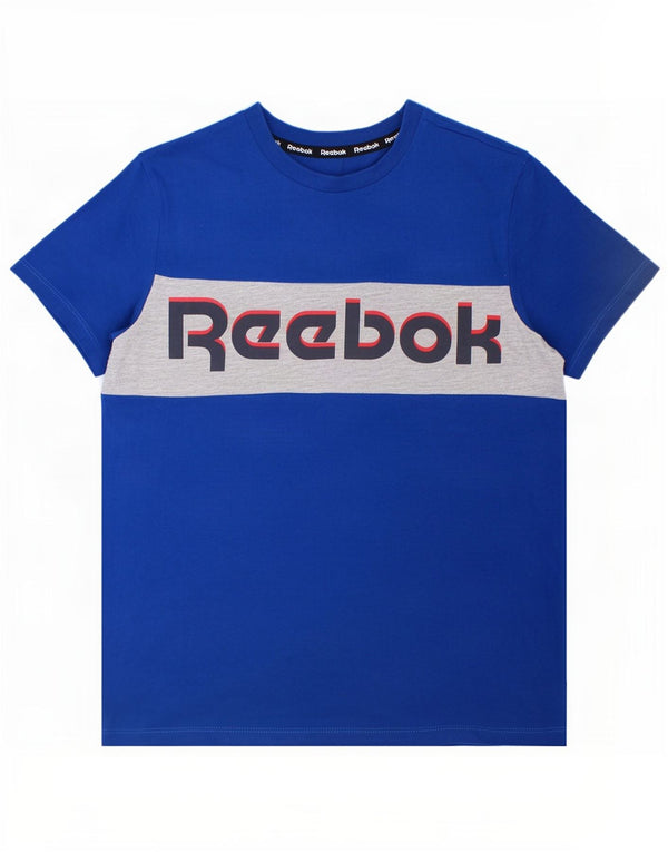 T-shirt grafica Reebok per ragazzi, 9-10 anni, in cotone color block blu