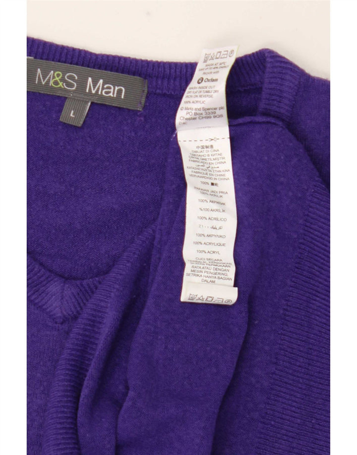Maglione da uomo con scollo a V Marks & Spencer grande acrilico viola