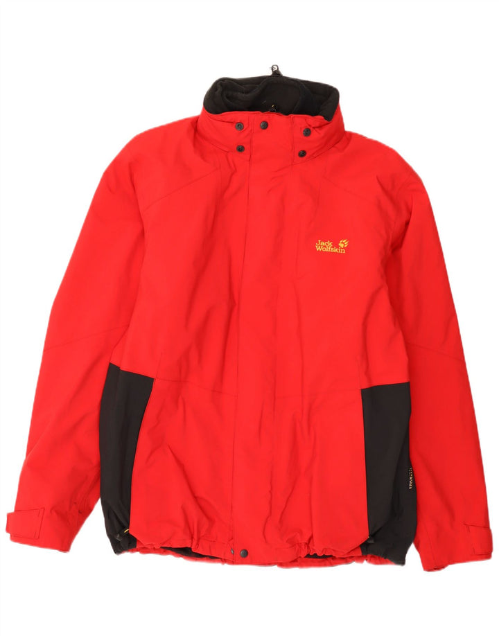 Giacca antipioggia da uomo Jack Wolfskin UK 44/46 XL Poliammide color block rosso
