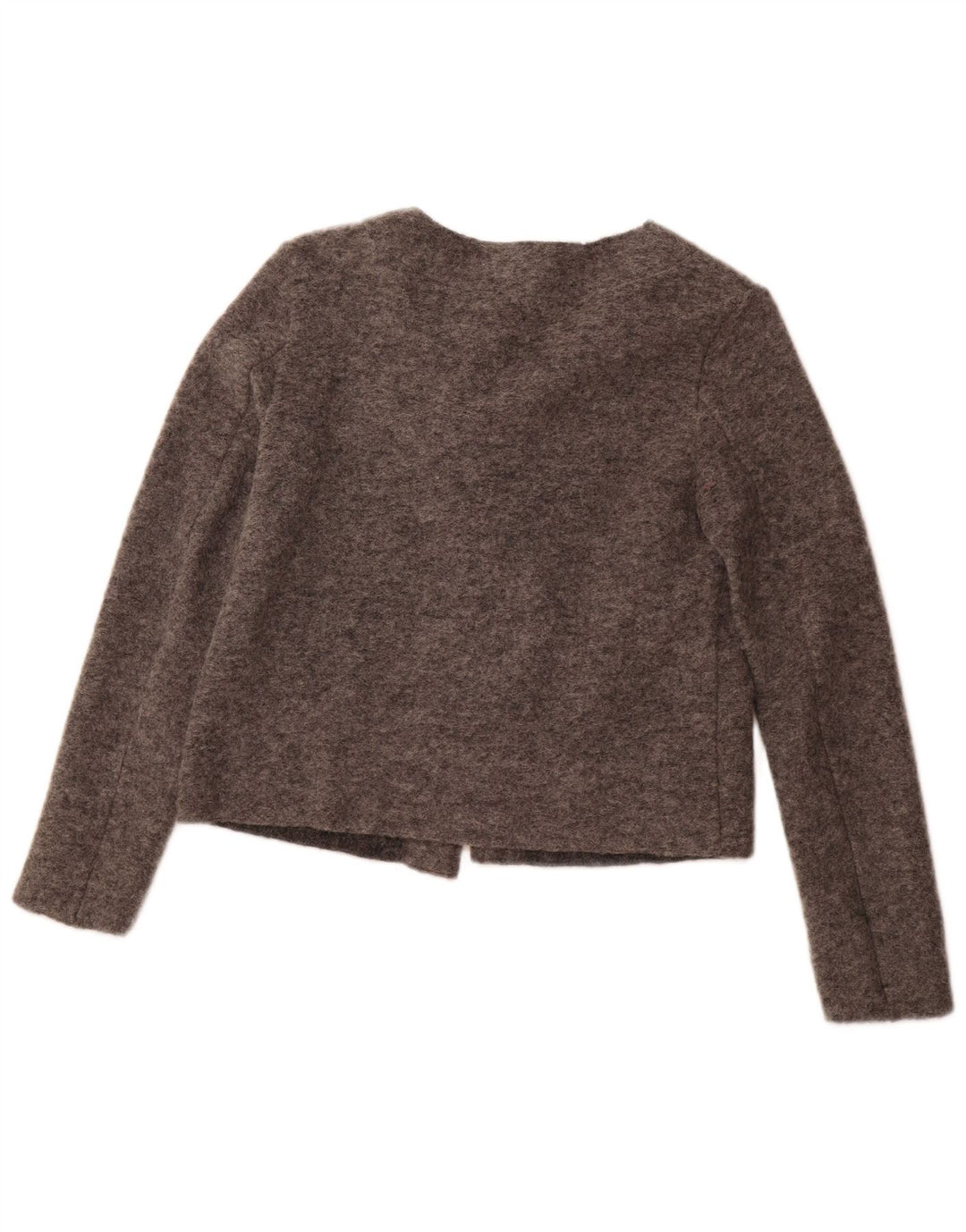 BENETTON Womens Crop Cardigan Sweater UK 12 Medium Grey Polyester