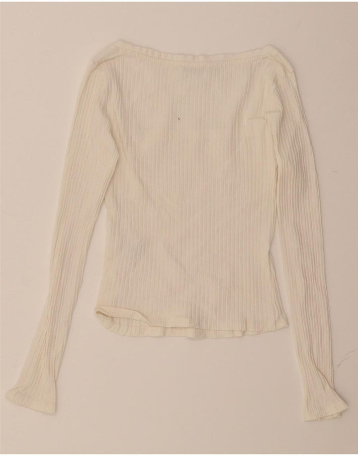 ZARA Womens Crop Top Long Sleeve UK 8 Small White Cotton Vintage Zara and Second-Hand Zara from Messina Hembry 
