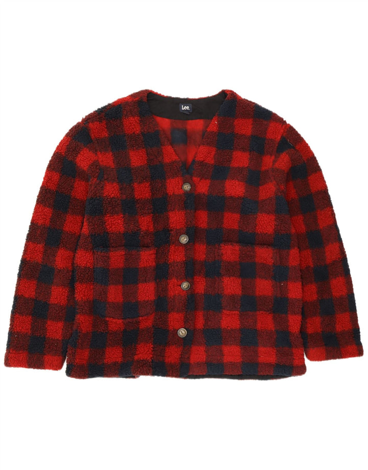 Giacca in pile oversize da donna LEE UK 18 XL Poliestere a quadri rossi