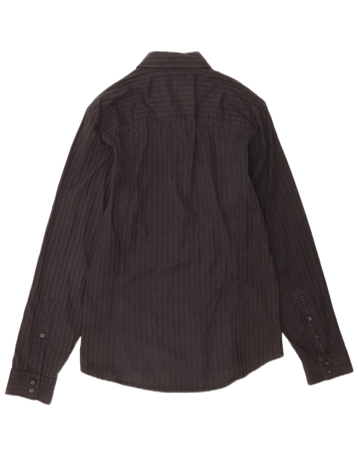 Camicia da uomo Calvin Klein Jeans in cotone a righe nere medie