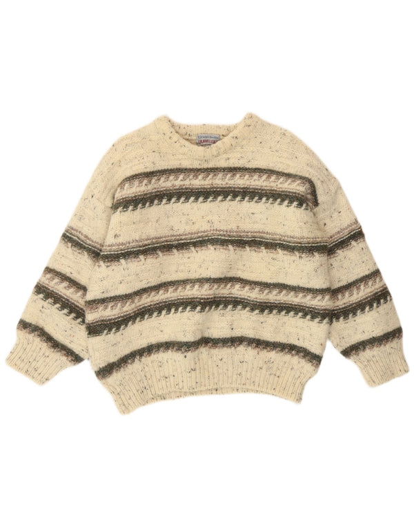 Sergio Tacchini maglione da donna con scollo a barchetta UK 8 piccolo bianco sporco